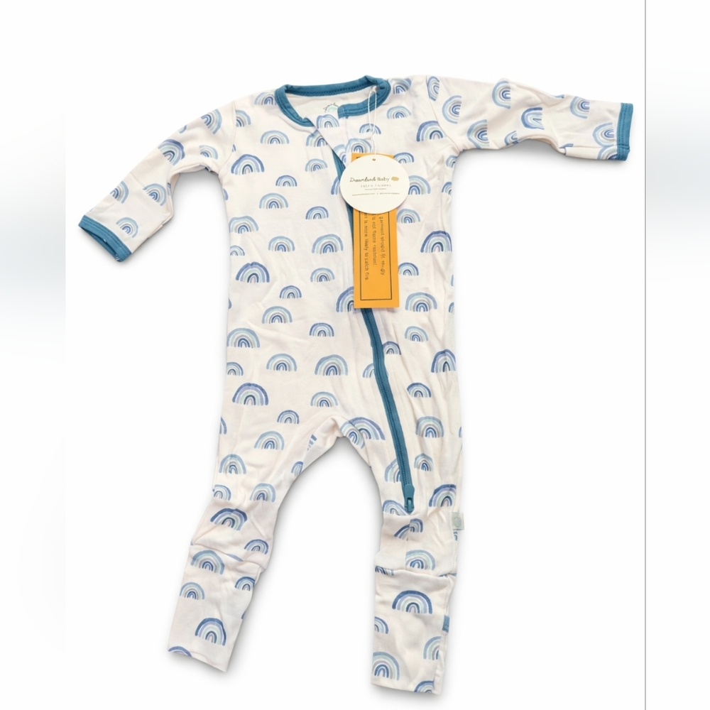 Baby Bamboo Pajamas With Dream Cuffs Blue Rainbow